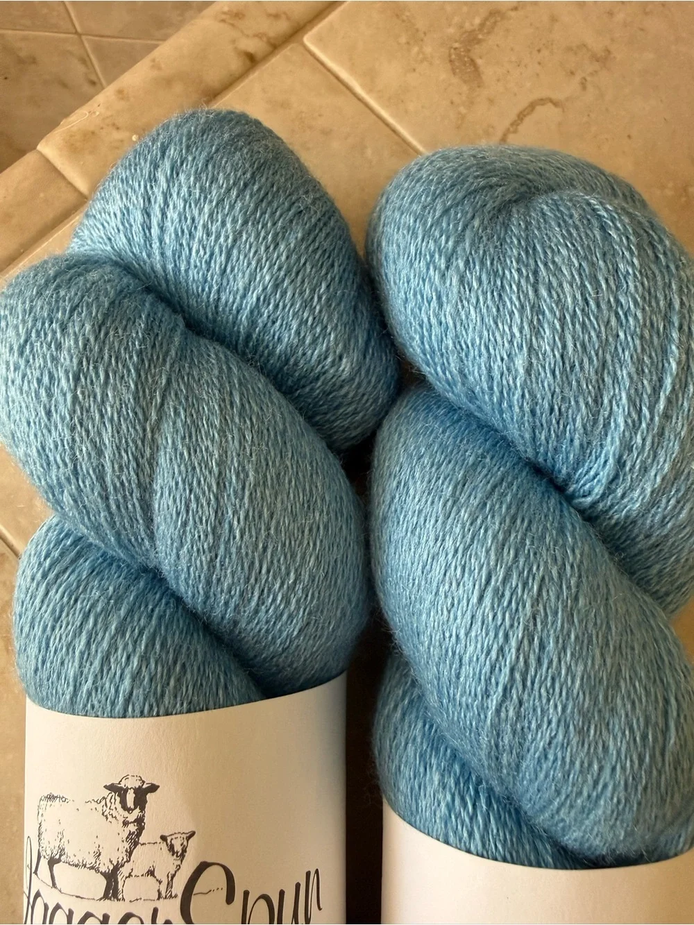 Jagger Spun Wool/Silk Blend Yarn -2 Skeins of Aegean Blue
